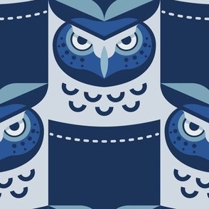 Owl In Pocket in Ceramic Blue Color Palette