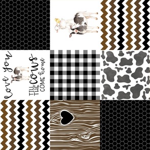 Farm//Love you till the cows come home//Black&Brown - Wholecloth cheater quilt - Rotated