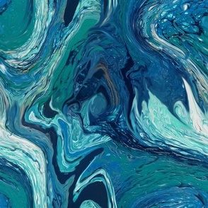 twisted paint swirl- teal blue