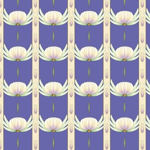 Lilies on Periwinkle with Bud Borders