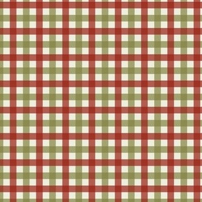 one inch gingham checks - red and green
