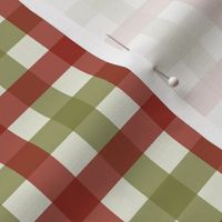 two inch gingham checks scale - red and green