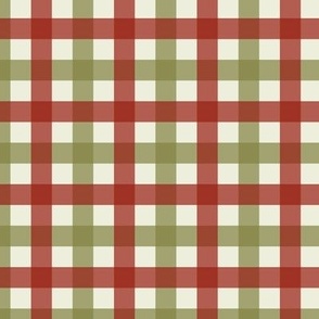 two inch gingham checks scale - red and green