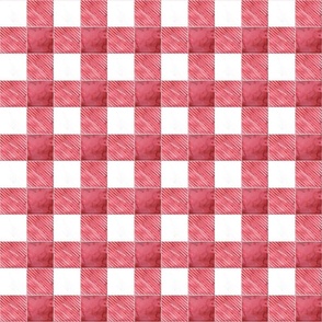 Strawberry Red Gingham Watercolor