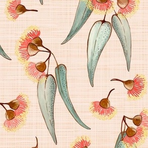 scattered painted eucalyptus // linen look // large scale - apricot