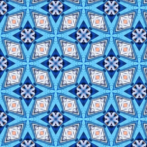 Abstract Geometric Peach & Blues Large