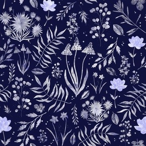 Abstract Floral Pattern in Navy Blue