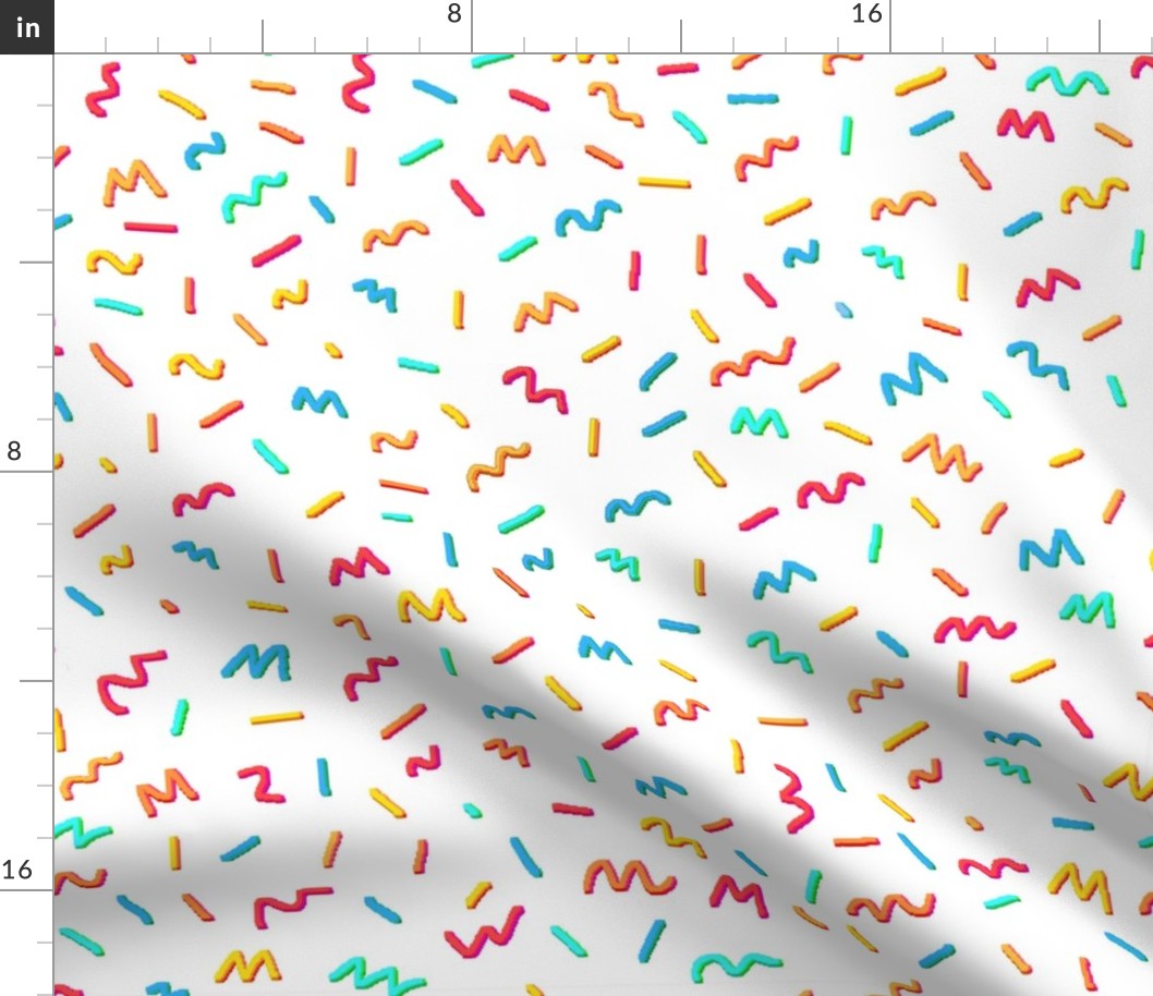 Pixelated colorful confetti with white backgroud