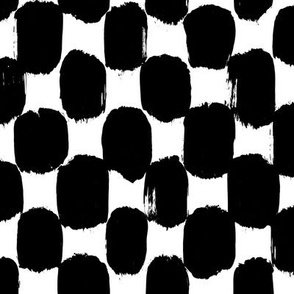 Checkerboard Brush Stroke – black white