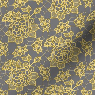 pale gold lace flower on medium gray
