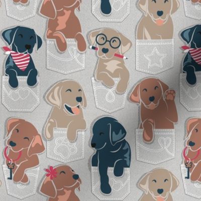 Small scale // Pure love Labrador pockets // beige background Labrador Retriever dog puppies