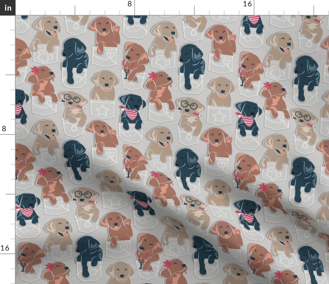 Small scale // Pure love Labrador pockets // beige background Labrador Retriever dog puppies