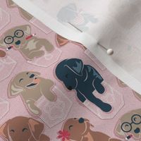 Tiny scale // Pure love Labrador pockets // blush pink background Labrador Retriever dog puppies