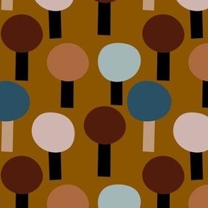 Vector colorful abstract pattern design in collage style. Geometric shapes on brown background. Vector seamless texture