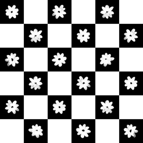 Checkerboard blossom – black white