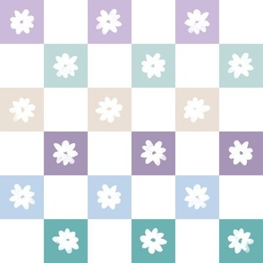 Checkerboard blossom – lilac mint beige
