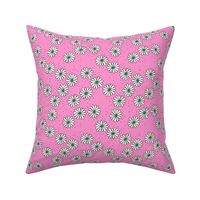Sweet summer daises and spots boho garden seventies vintage style neon pink  