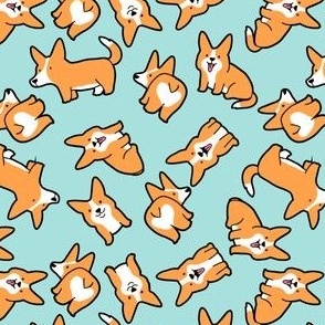 pembroke welsh corgi dog breed design.  Cute ginger puppy pattern.