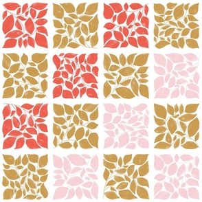 tiles leaves – rose red mustard