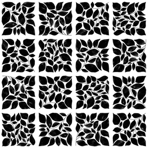 tiles leaves – black white