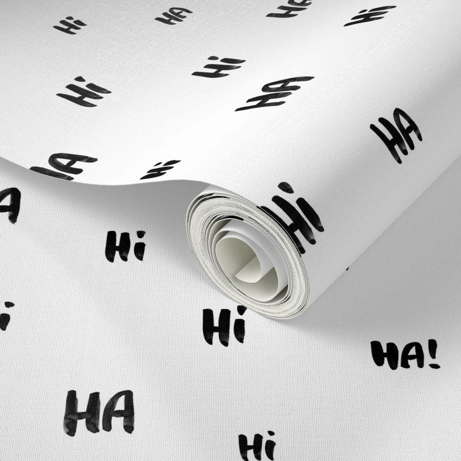 Happy HaHa – black white Wallpaper | Spoonflower