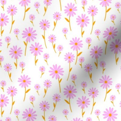 Picking flowers sweet daisies and leaves summer design neon pastel palette pink orange