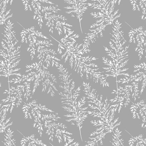 frosted dry herbs silver Grasscloth wallpaper white