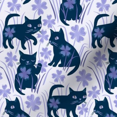 kittens in clover / navy violet lilac 