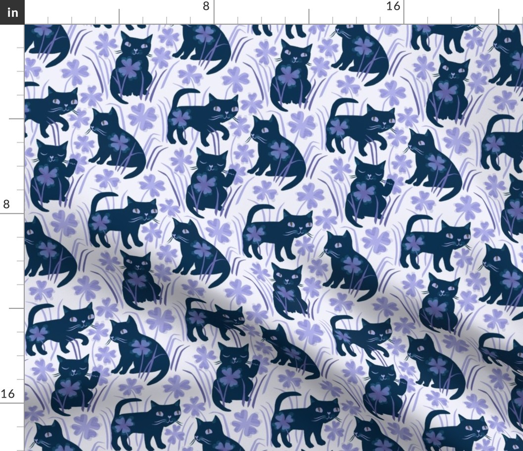 kittens in clover / navy violet lilac 