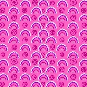Monochrome blender bright pinks arcs and swirls ah drawn 4” repeat