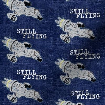  Space Travel |Space Ship Drawing on Denim Blue 