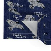  Space Travel |Space Ship Drawing on Denim Blue 