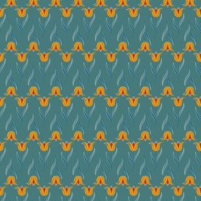 Tulips on teal background - small