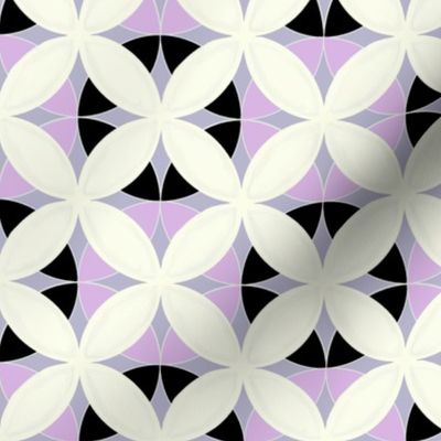 Cathedral Windows of Circles in Orchid Lavender and Black