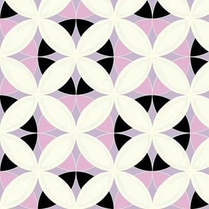 Cathedral Windows of Circles in Pink Lavender and Black