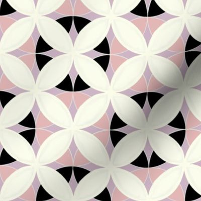 Cathedral Windows of Circles in Peach Orchid and Black