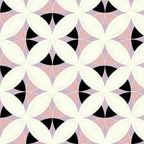 Cathedral Windows of Circles in Peach Orchid and Black