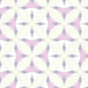 Cathedral Windows of Circles in Pink Lavender and White