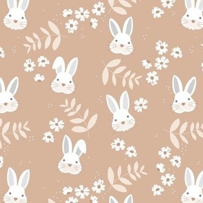 Boho easter bunnies kawaii kids nursery spring design vintage pastel beige blush sand