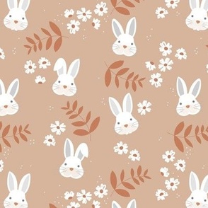 Boho easter bunnies kawaii kids nursery spring design vintage pastel beige blush rust sienna 