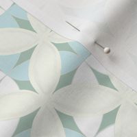 Cathedral Windows of Circles in Sky Blue Mint Green and White