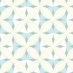 Cathedral Windows of Circles in Sky Blue Mint Green and White