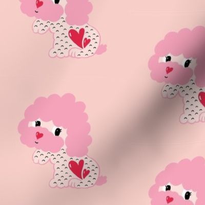 Valentine Poodle Heart - Pink Red - Small