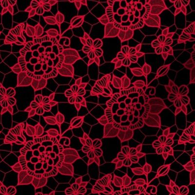 Dark pink lace flower on black 