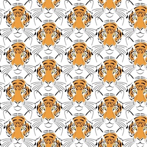 small scale tiger line art - chinese year of the tiger - tiger fabric