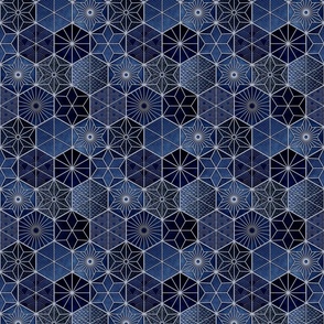 Sashiko Patckwork Indigo Blue Mini- Japanese Geometric Embroidery- Navy Blue- Home Decor- Wallpaper- Small Scale- Quilt