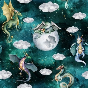 sky dragons teal galaxy