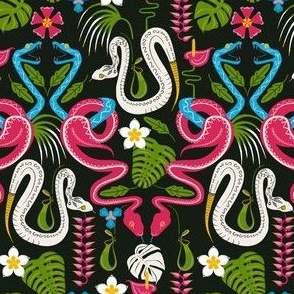 Tropical plants and snakes