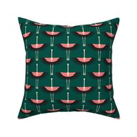 Graceful Flamingo Coral Pink on Emerald Green on