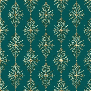 victorian teal and gold damask 2